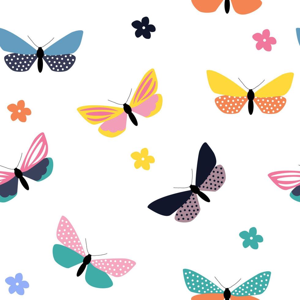 Abstract Hand Drawn Butterfly seamless pattern. Vector Illustration