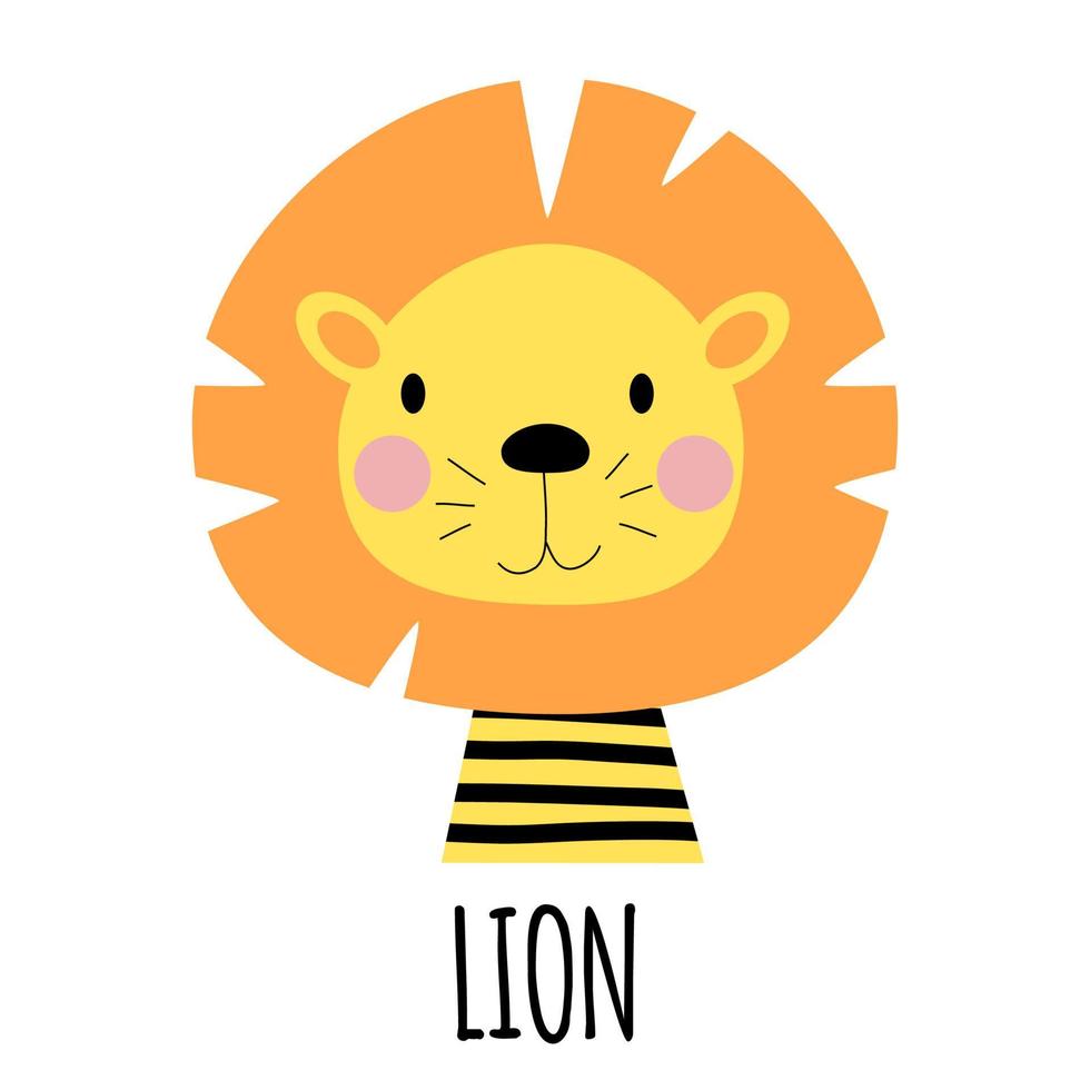 Cute Little Lion Animal Icon. Vector Illustration