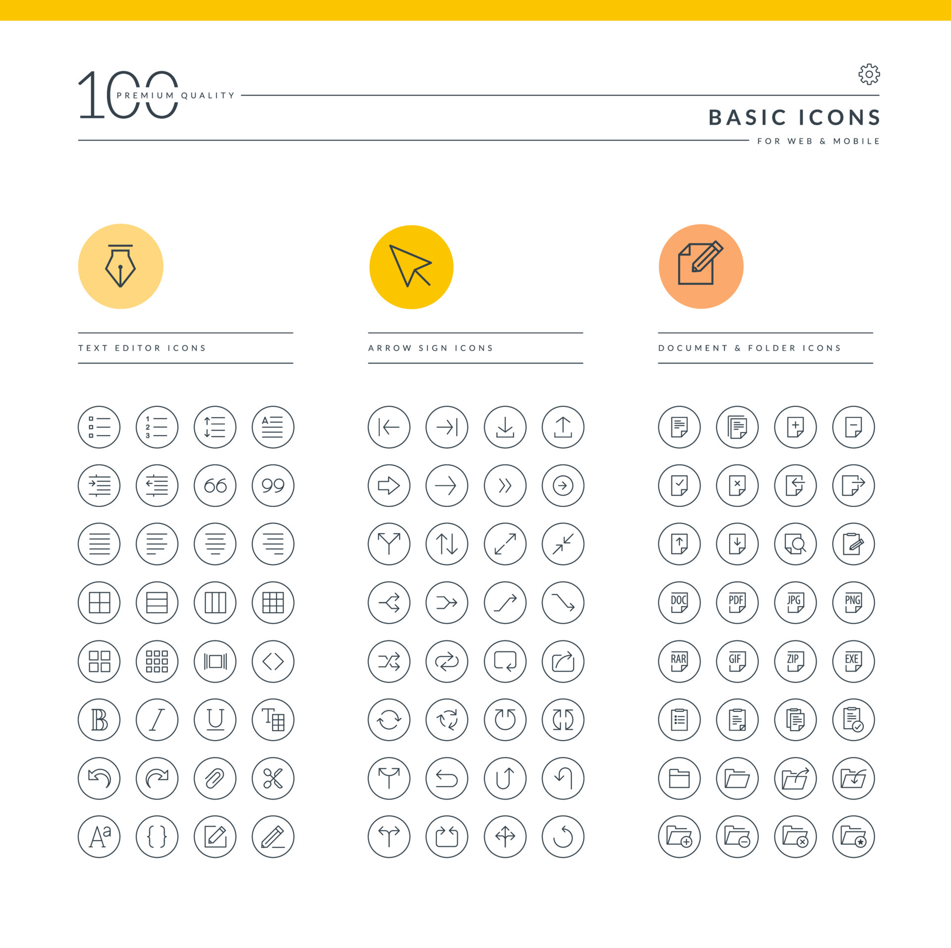 Set of basic icons 4262474 Vector Art at Vecteezy
