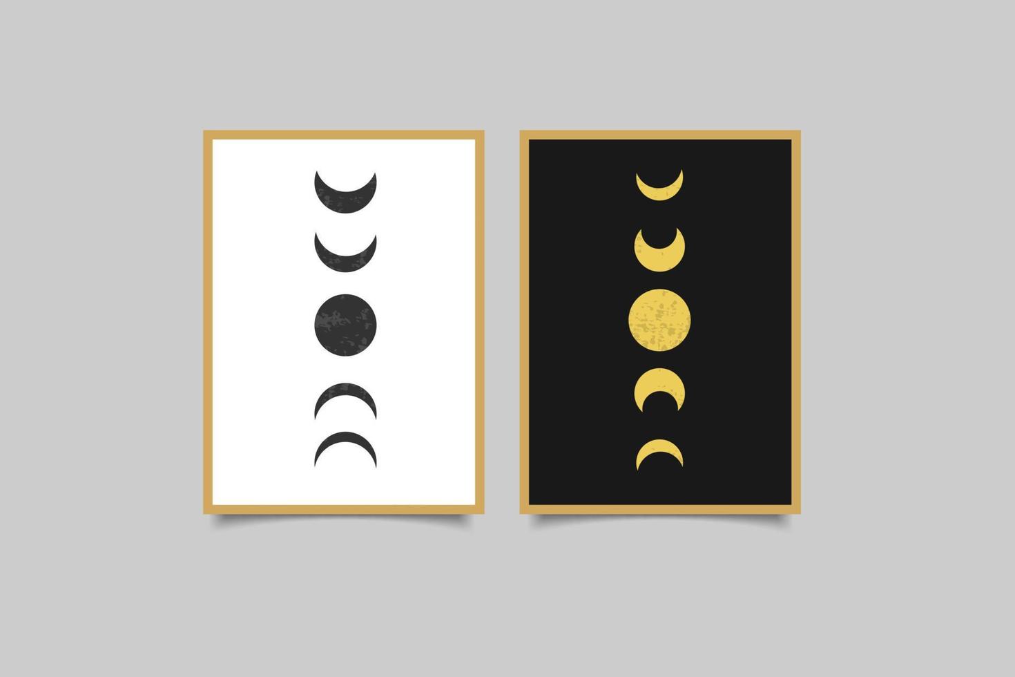 sol y luna blanco y negro boho contemporáneo decoración vector