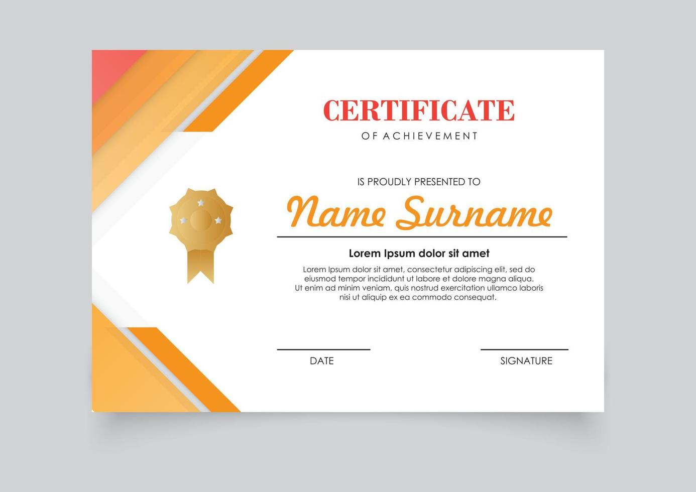 Modern certificate template gradients color design. Easy for print. vector