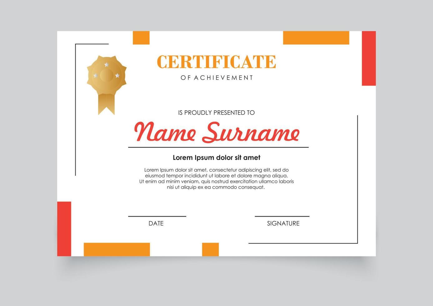 Modern certificate template gradients color design. Easy for print. vector