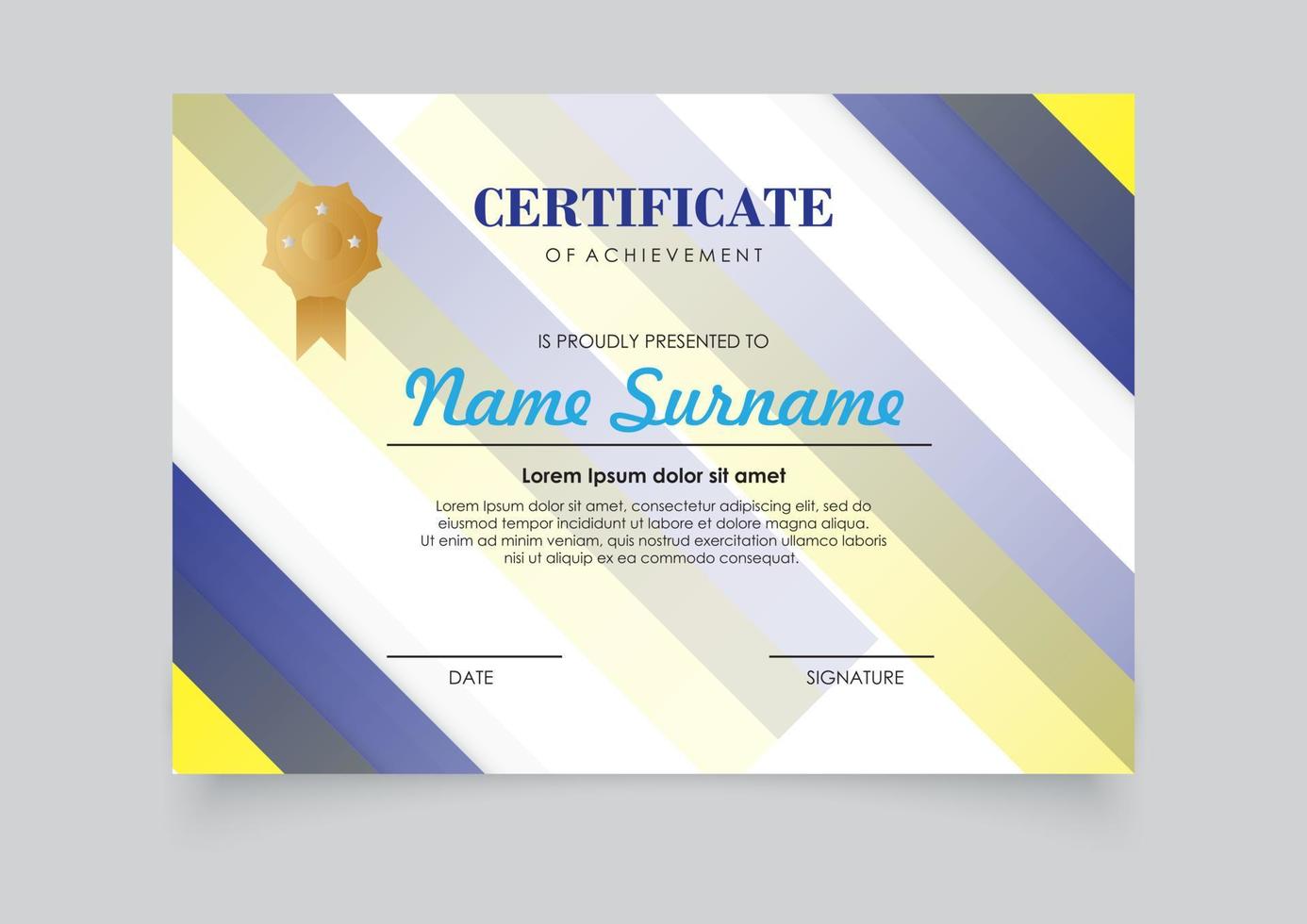 Modern certificate template gradients color design. Easy for print. vector