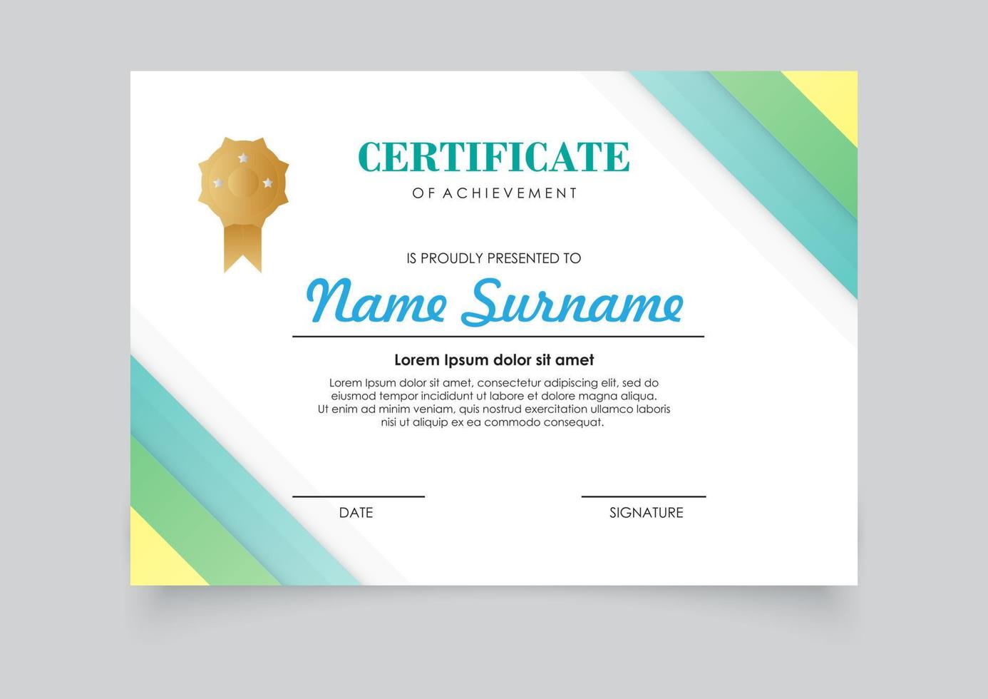 Modern certificate template gradients color design. Easy for print. vector