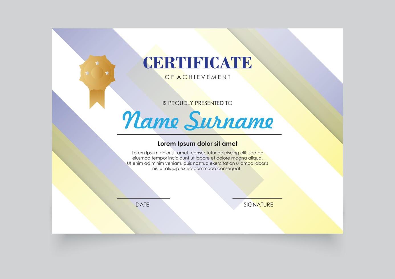 Modern certificate template gradients color design. Easy for print. vector
