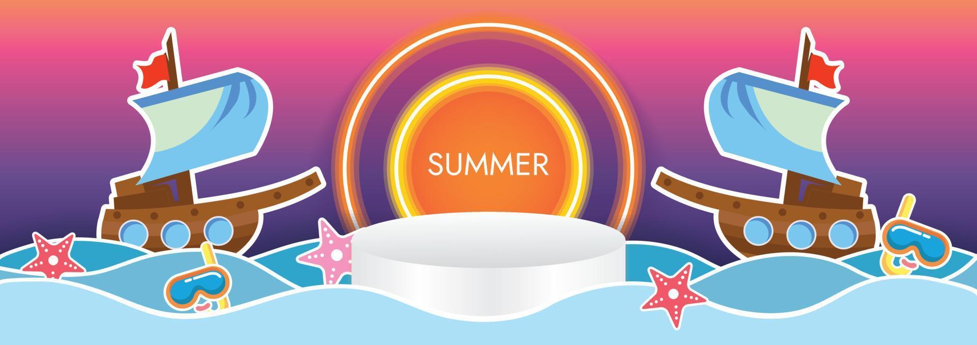 summer beach banner background vector