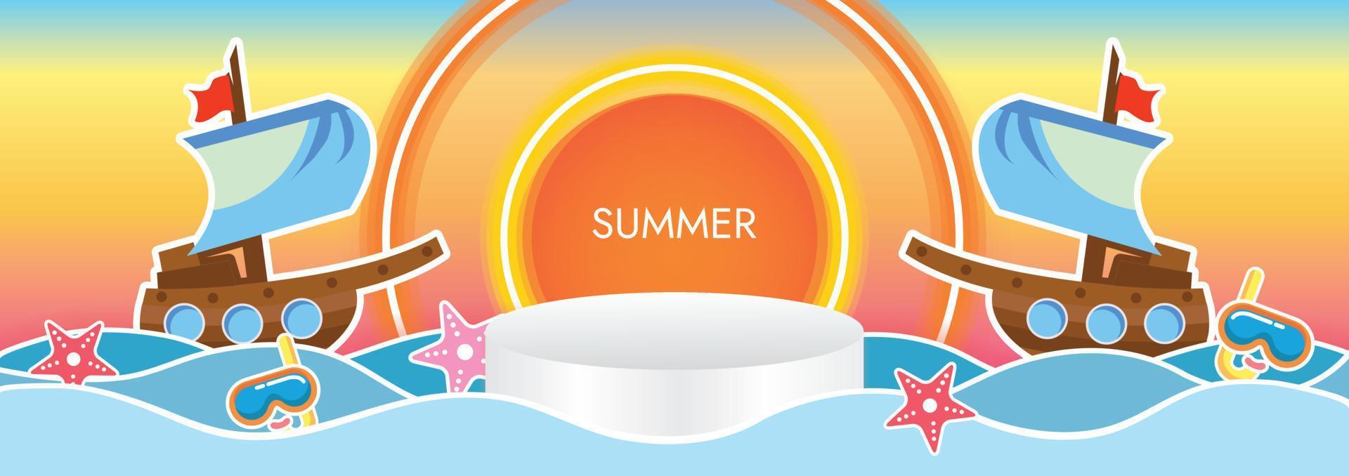 summer beach banner background beach vector