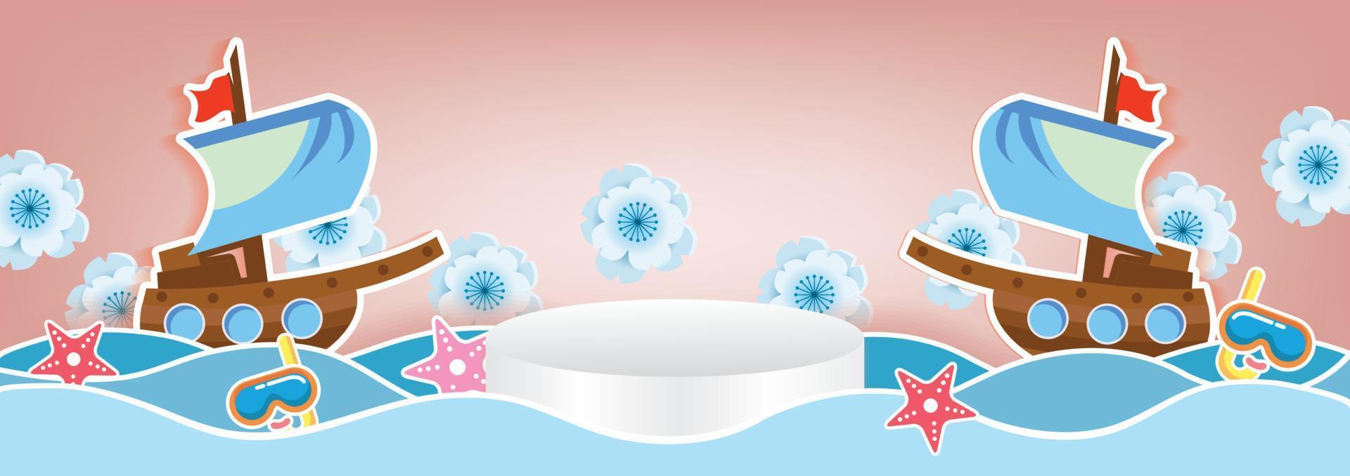summer beach banner beach objects vector
