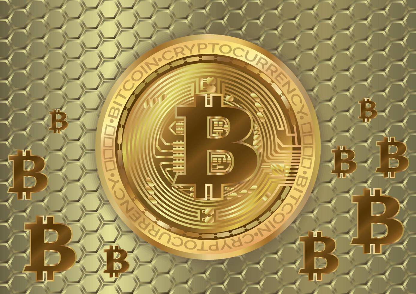 moneda de criptomoneda bitcoin fondo de oro vector
