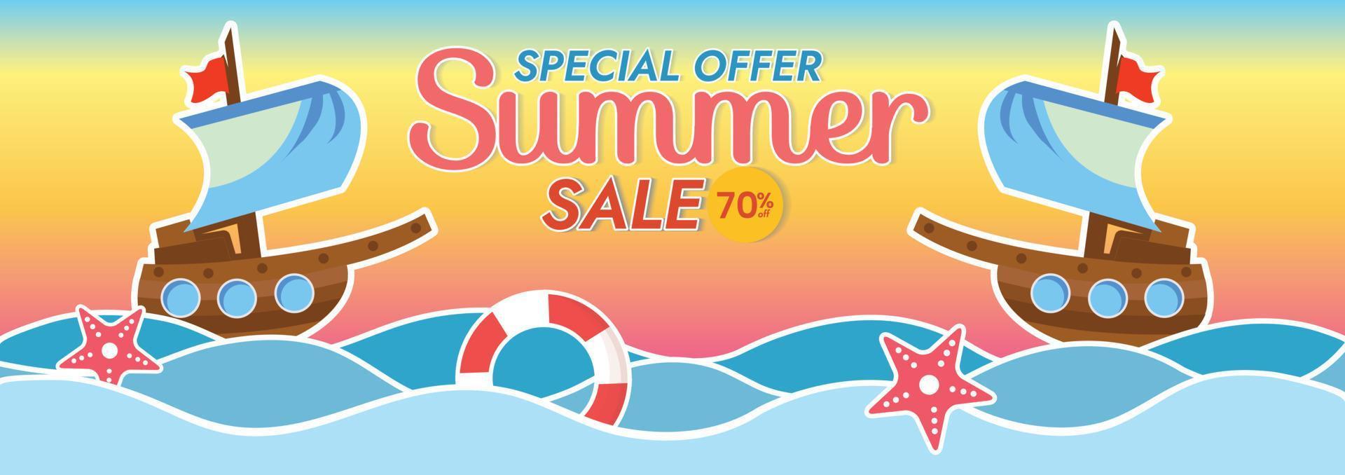 summer beach background banner objects vector