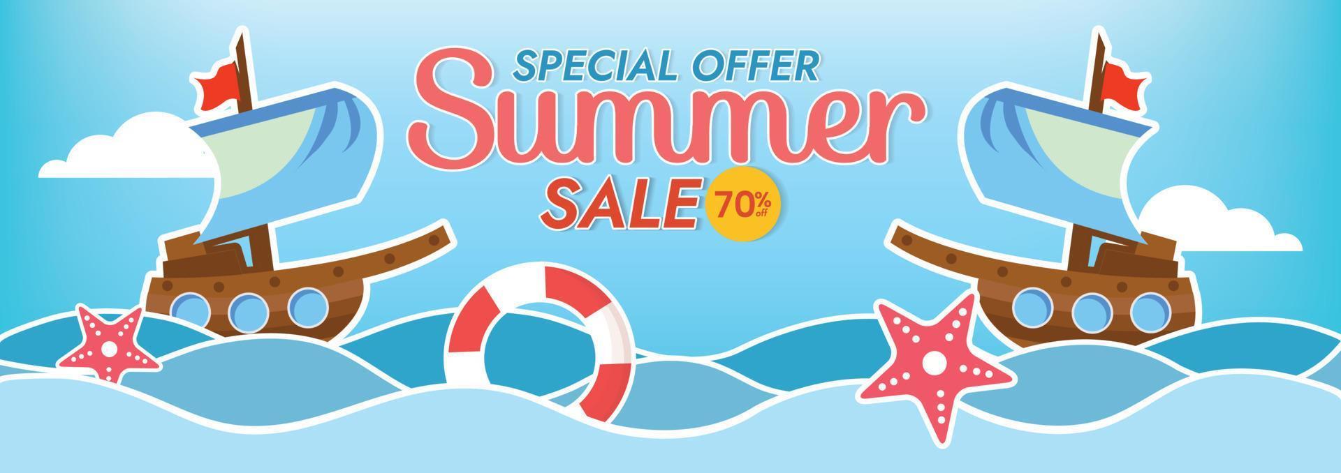 summer beach background banner beach objects vector