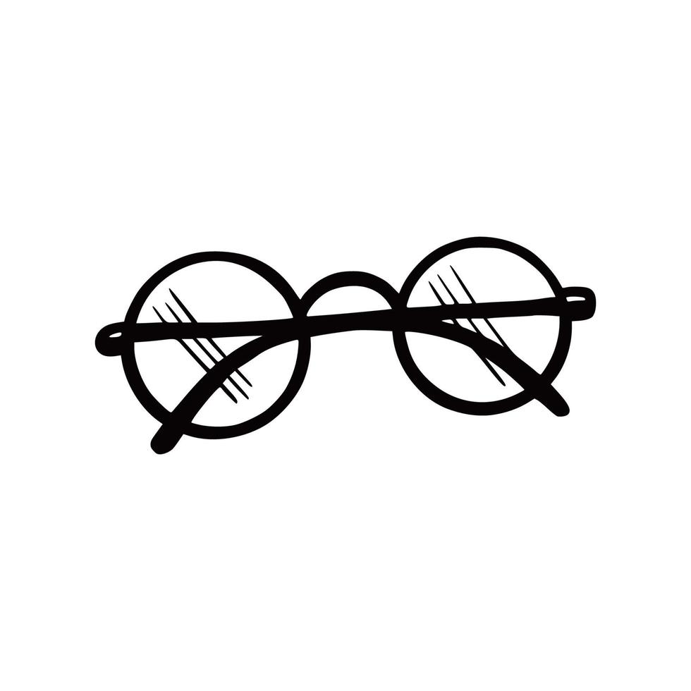 Hand drawn round frame glasses, top view. vector