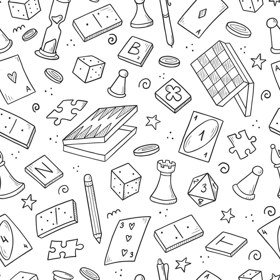 Hand drawn seamless pattern of board game vector