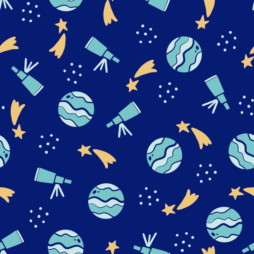 Cute childish seamless pattern of space vector