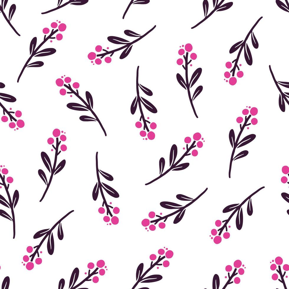 Hand drawn seamless pattern of simple floral vector