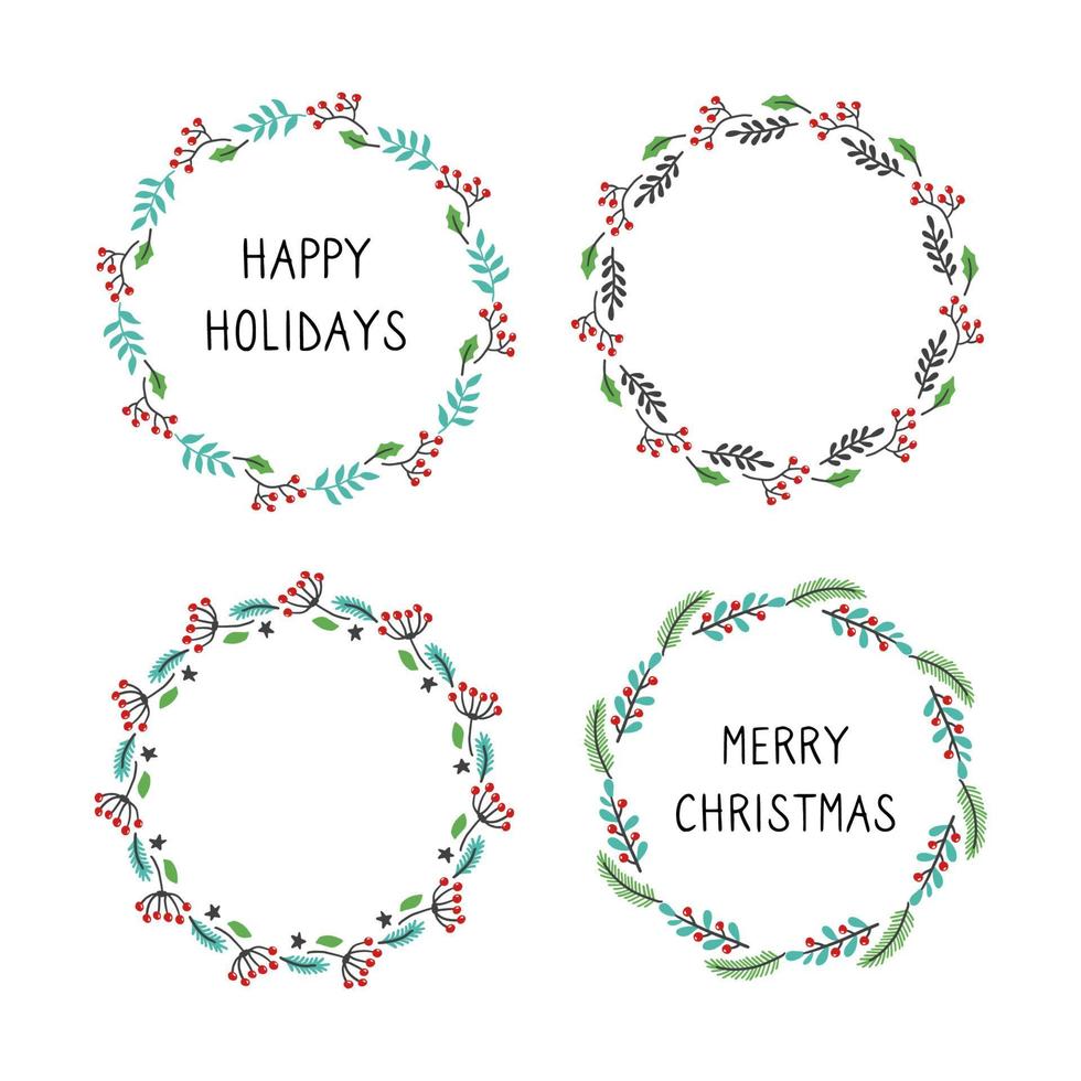 Set of christmas floral frame illustration vector