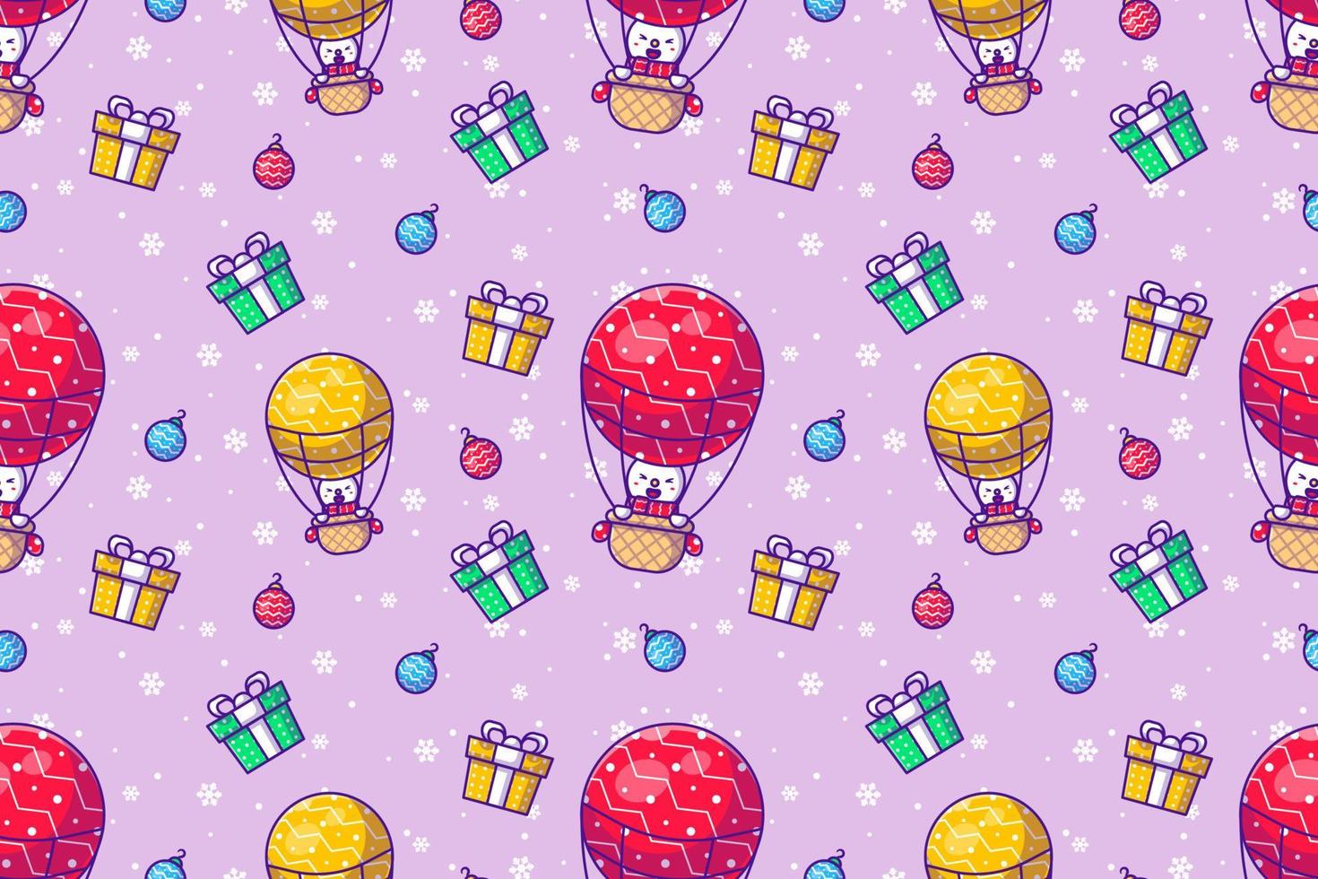 Cute Snowman and merry christmas with seamless pattern vector