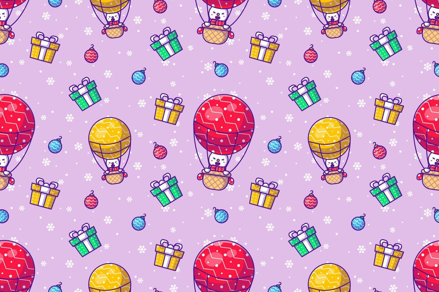 Cute Snowman and merry christmas with seamless pattern vector