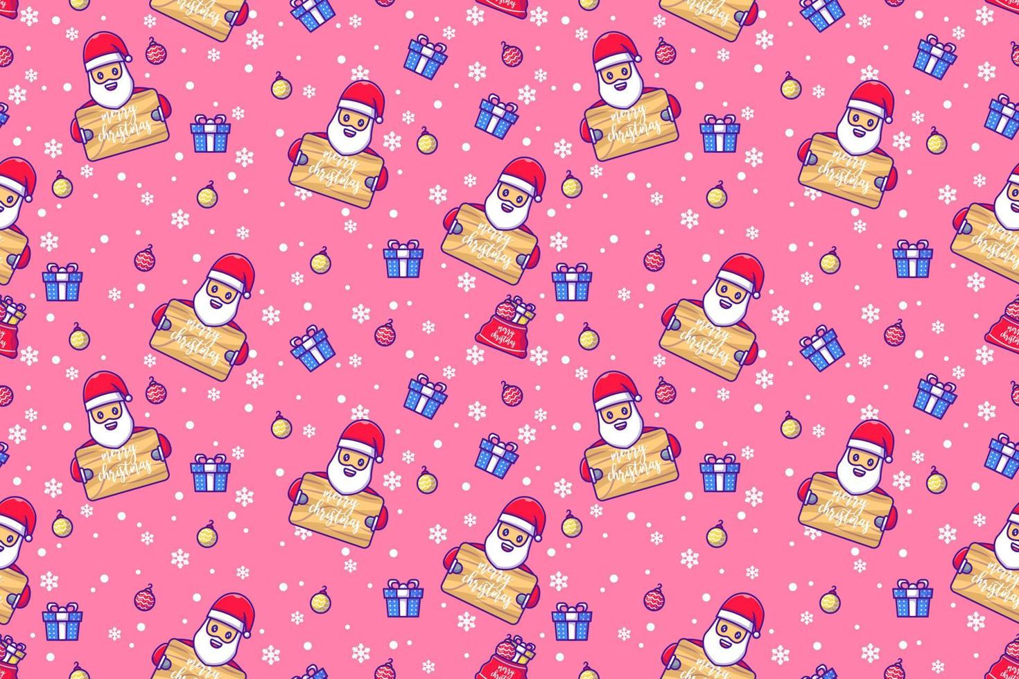 Cute Santa Claus and merry christmas with seamless pattern vector