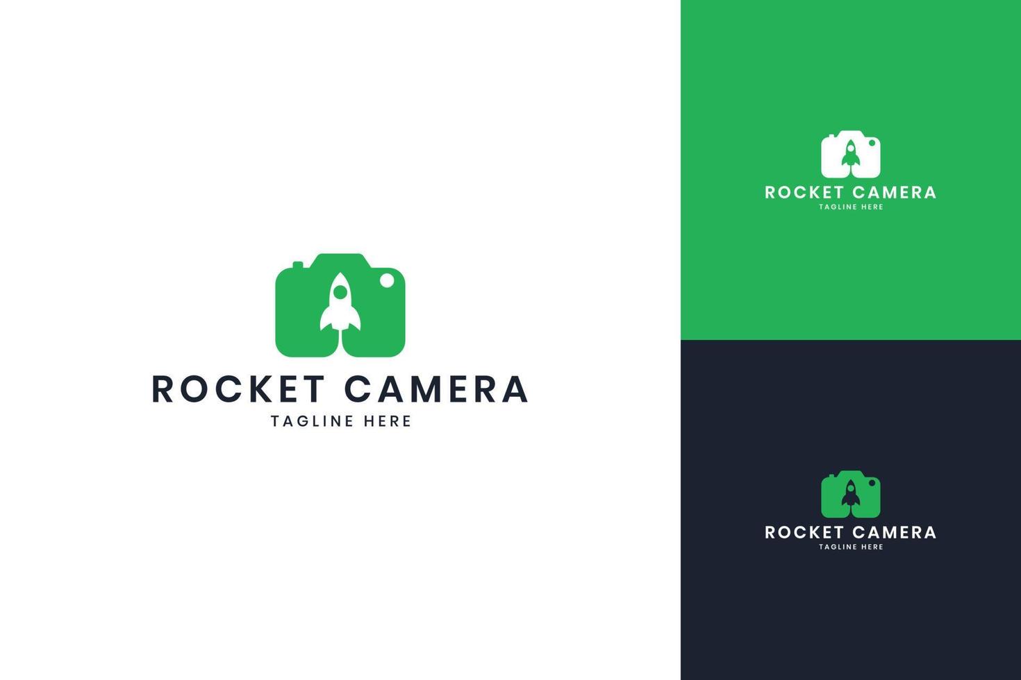 rocket camera negative space logo design vector