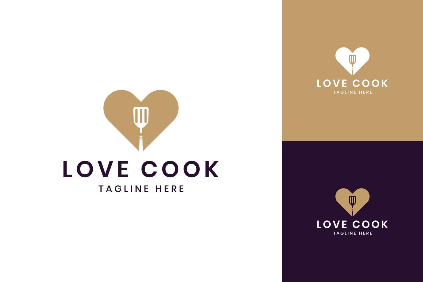 love cooking negative space logo design vector