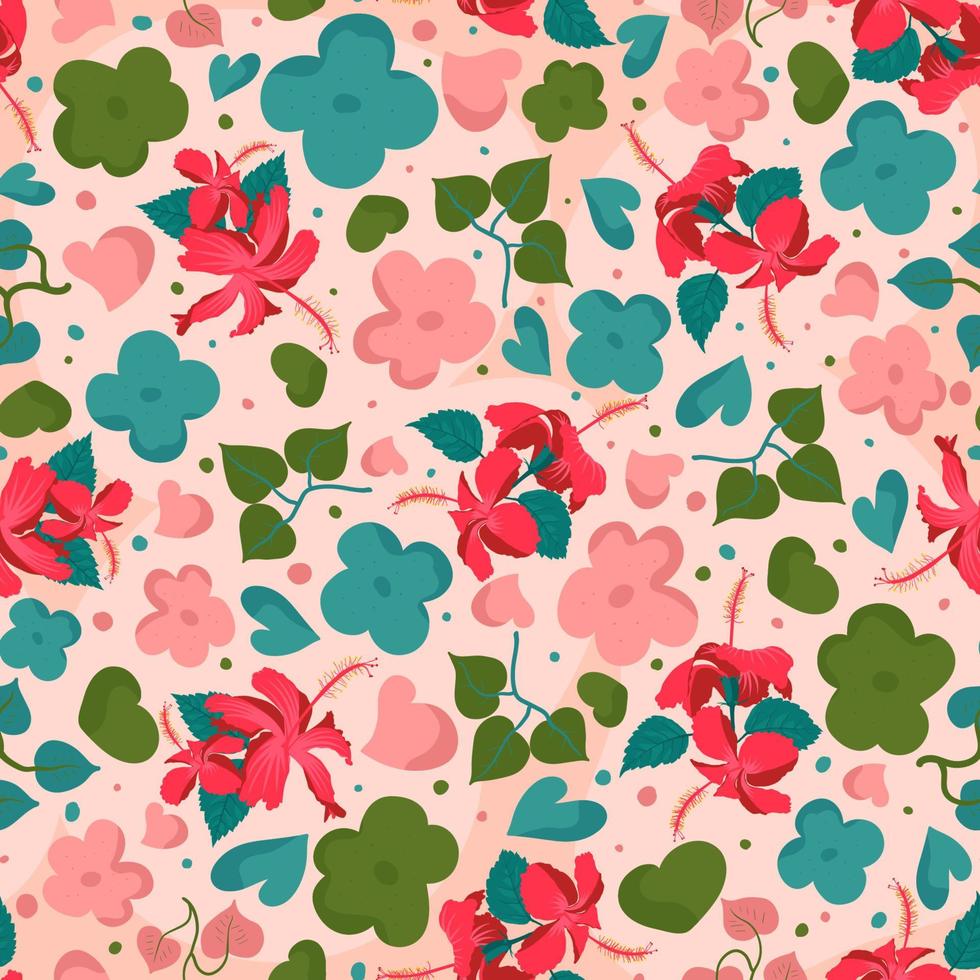 China rose surface repetitive patternwith lots of flowers and foliage design. Printable for home decor, throw pillow, pillowcase, carpet, cushion etc. vector