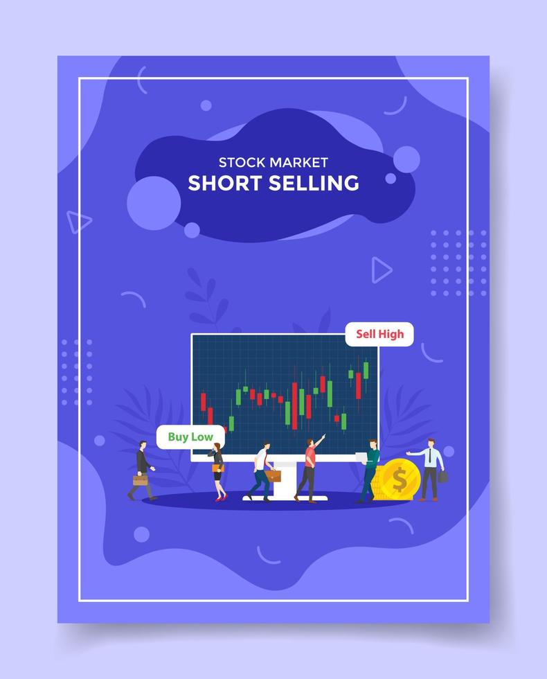 short selling stock market concept for template of banners, flyer, books, and magazine cover vector