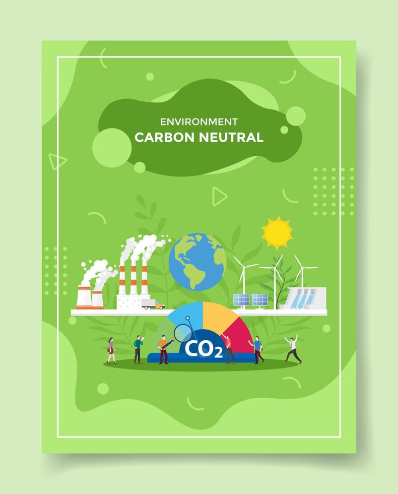 Balance de CO2 neutro en carbono para plantillas de pancartas, folletos, libros y portadas de revistas. vector