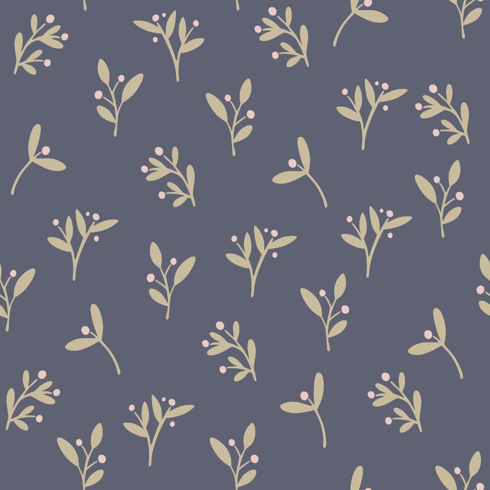 Floral seamless pattern. Twigs with berries elements in pastel colors. Perfect for textile, wallpaper or print design. Hand Draw Vector illustration.