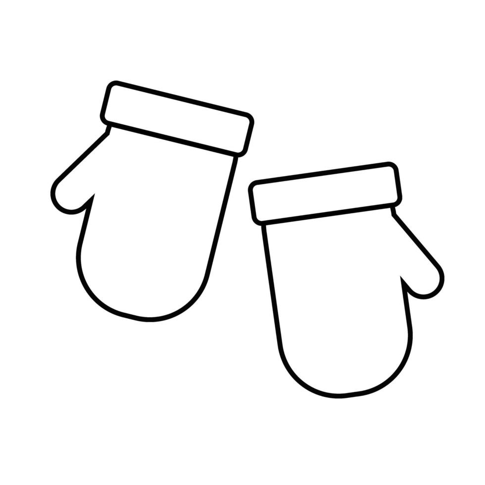 Pair of Christmas gloves. Mittens vector. line art vector