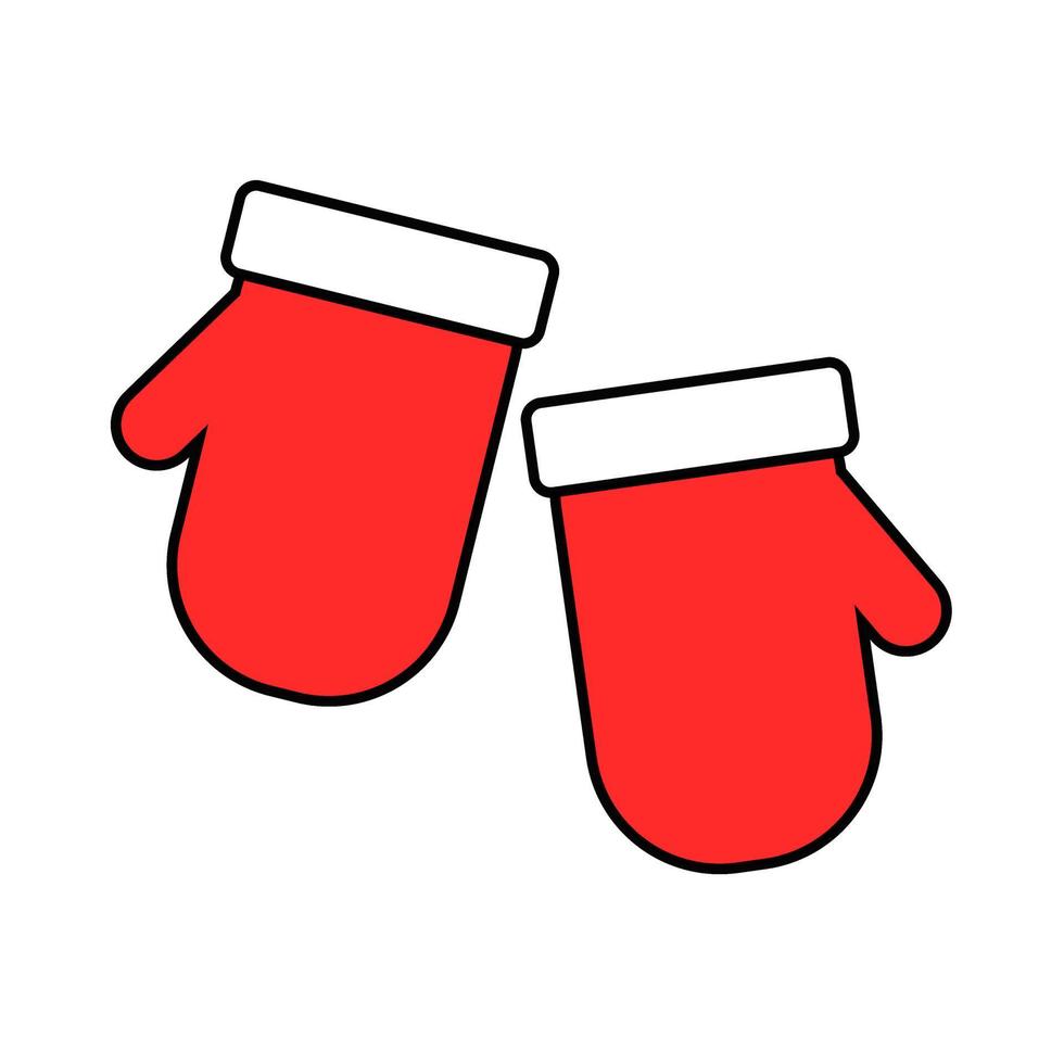 Pair of Christmas gloves. Red-colored mittens vector. vector