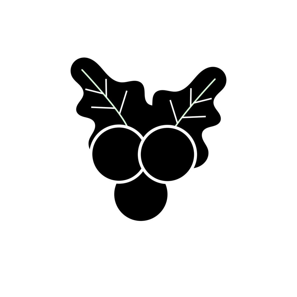 Christmas cherries silhouette. Berries with leaf vector. vector