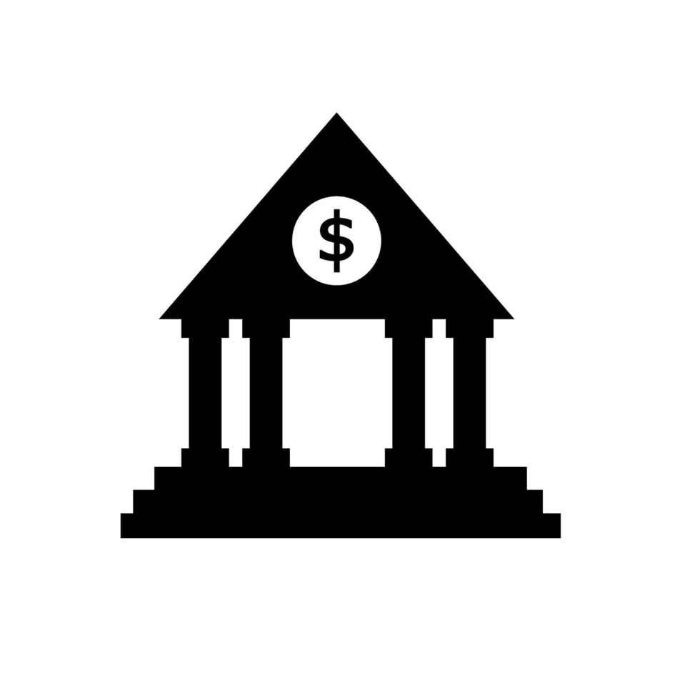 vector de silueta de banco. banco plano icono o clipart.