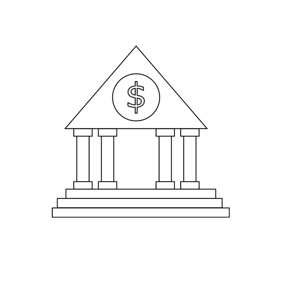 vector de arte de línea bancaria. banco plano icono o clipart.