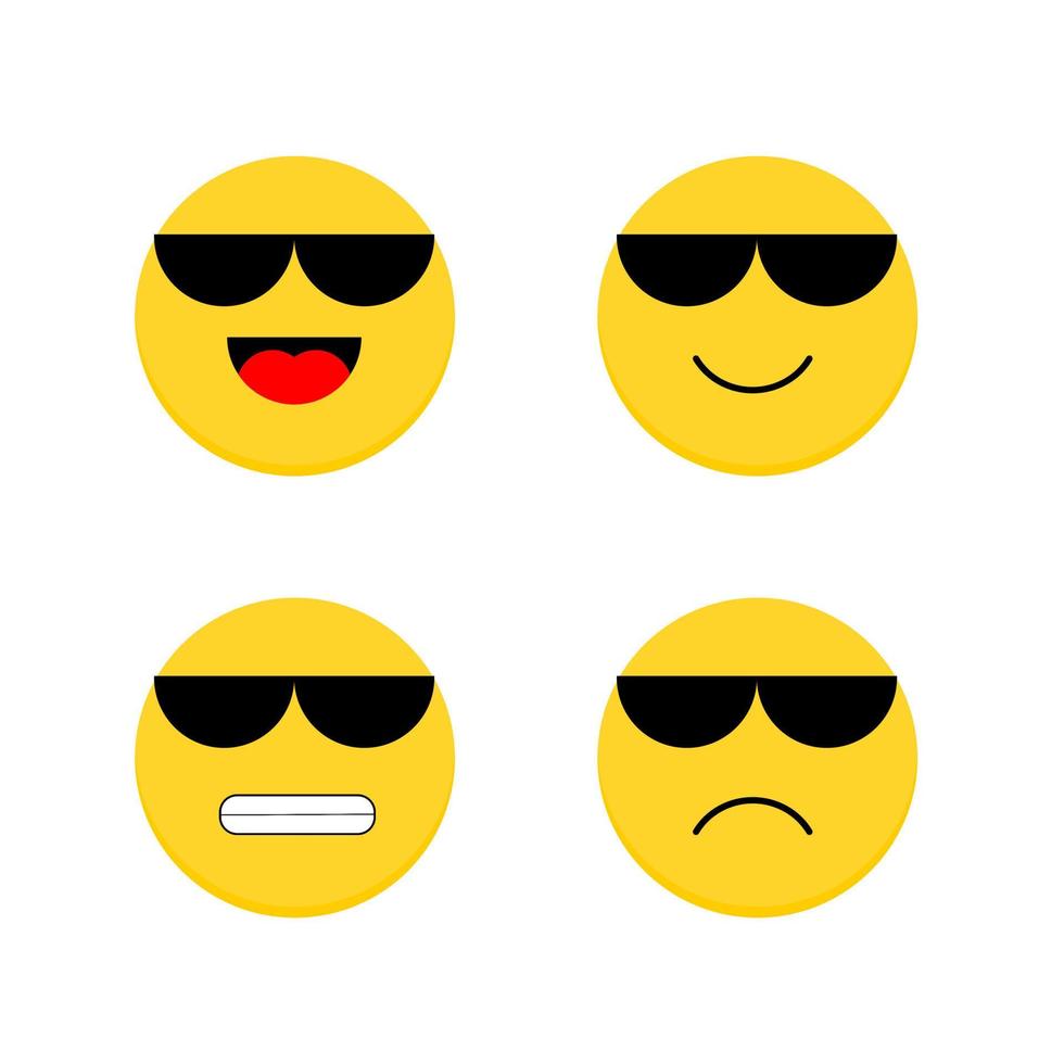 conjunto de emoji. conjunto de emoticonos con diferentes expresiones faciales. vector