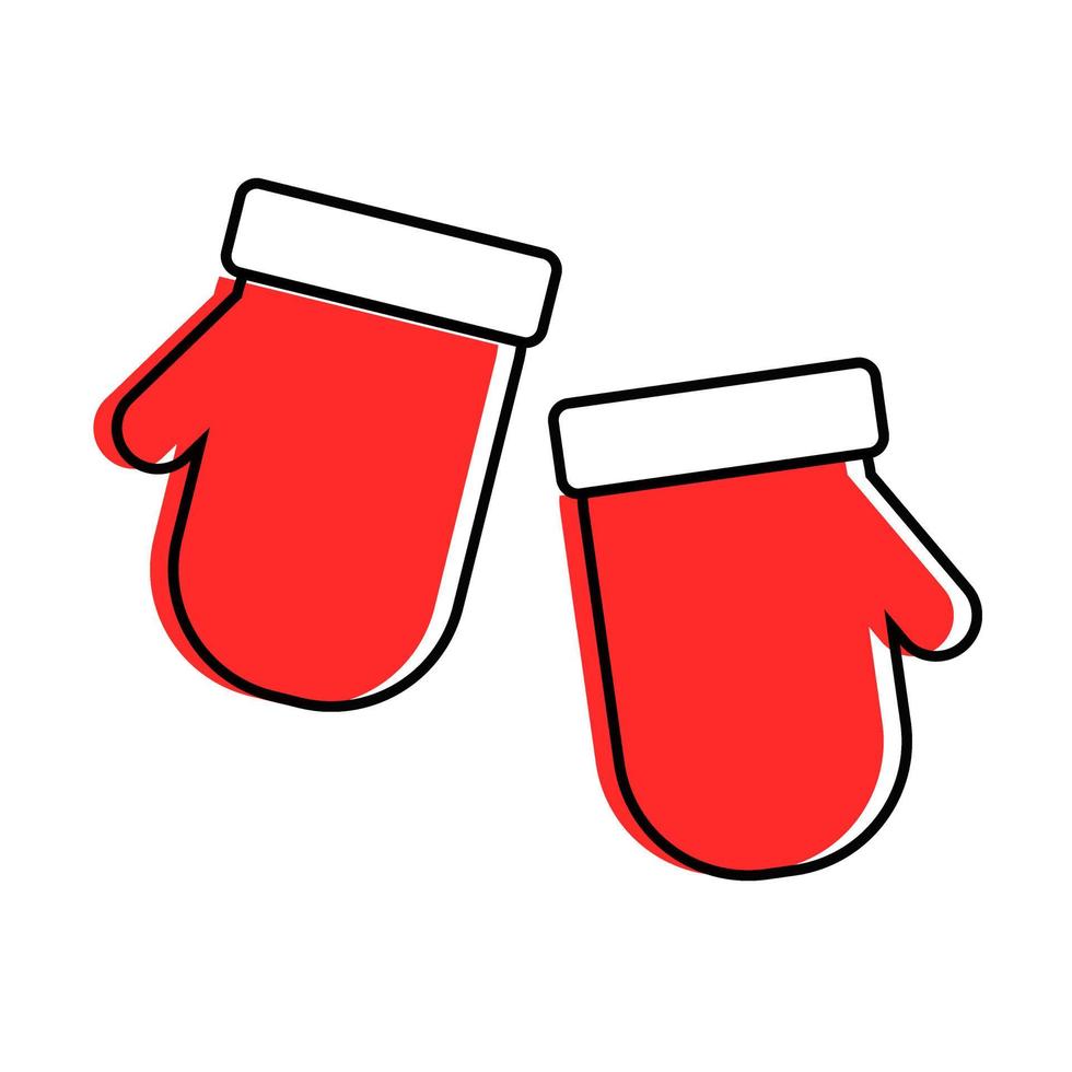 Pair of Christmas gloves. Red-colored mittens vector. vector