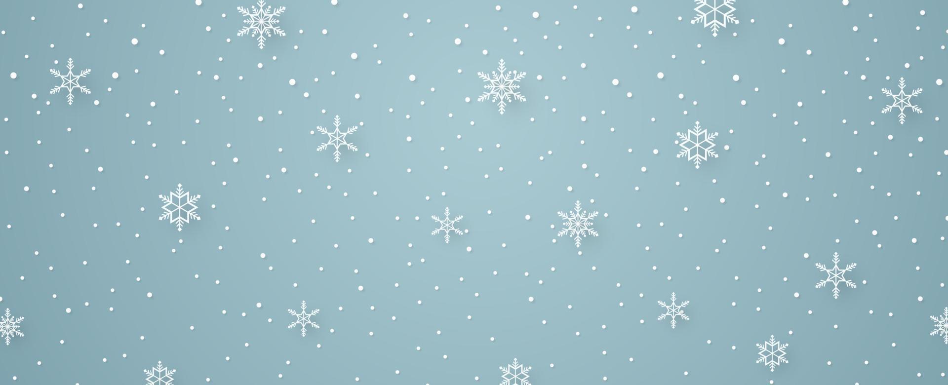Feliz Navidad, copos de nieve y fondo de nevadas en estilo de arte de papel vector