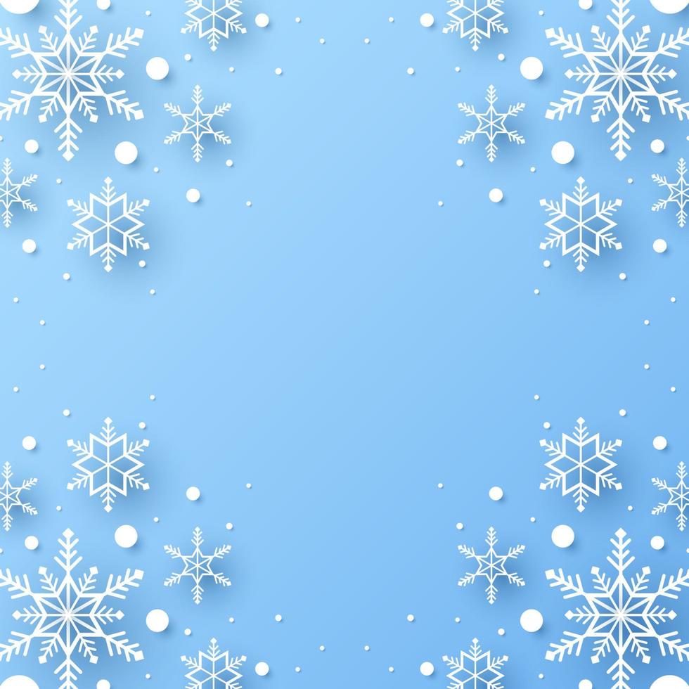 Merry Christmas with snowflakes background in paper cut and blank space vector