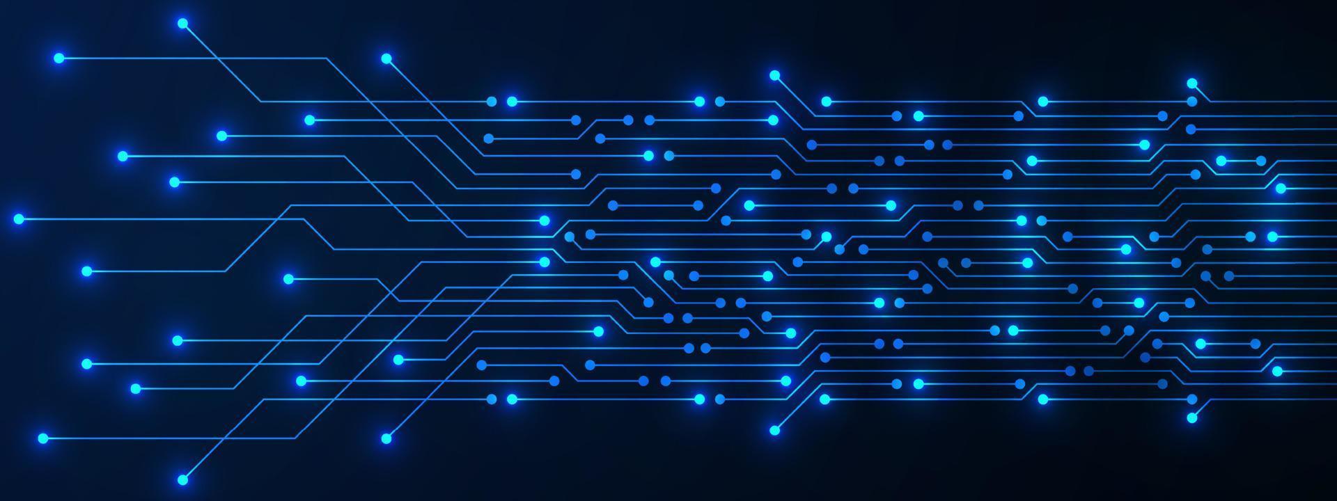 Fondo de tecnología abstracta, placa de circuito y microchip, línea de alimentación digital. vector