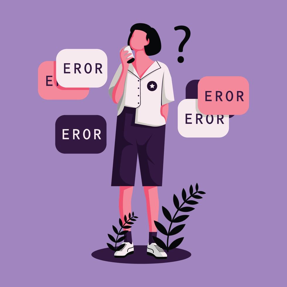 Mistakes of Situational Errors Experienced by Young Girls Make it Difficult to Make The Right Decision Flat Illustration vector