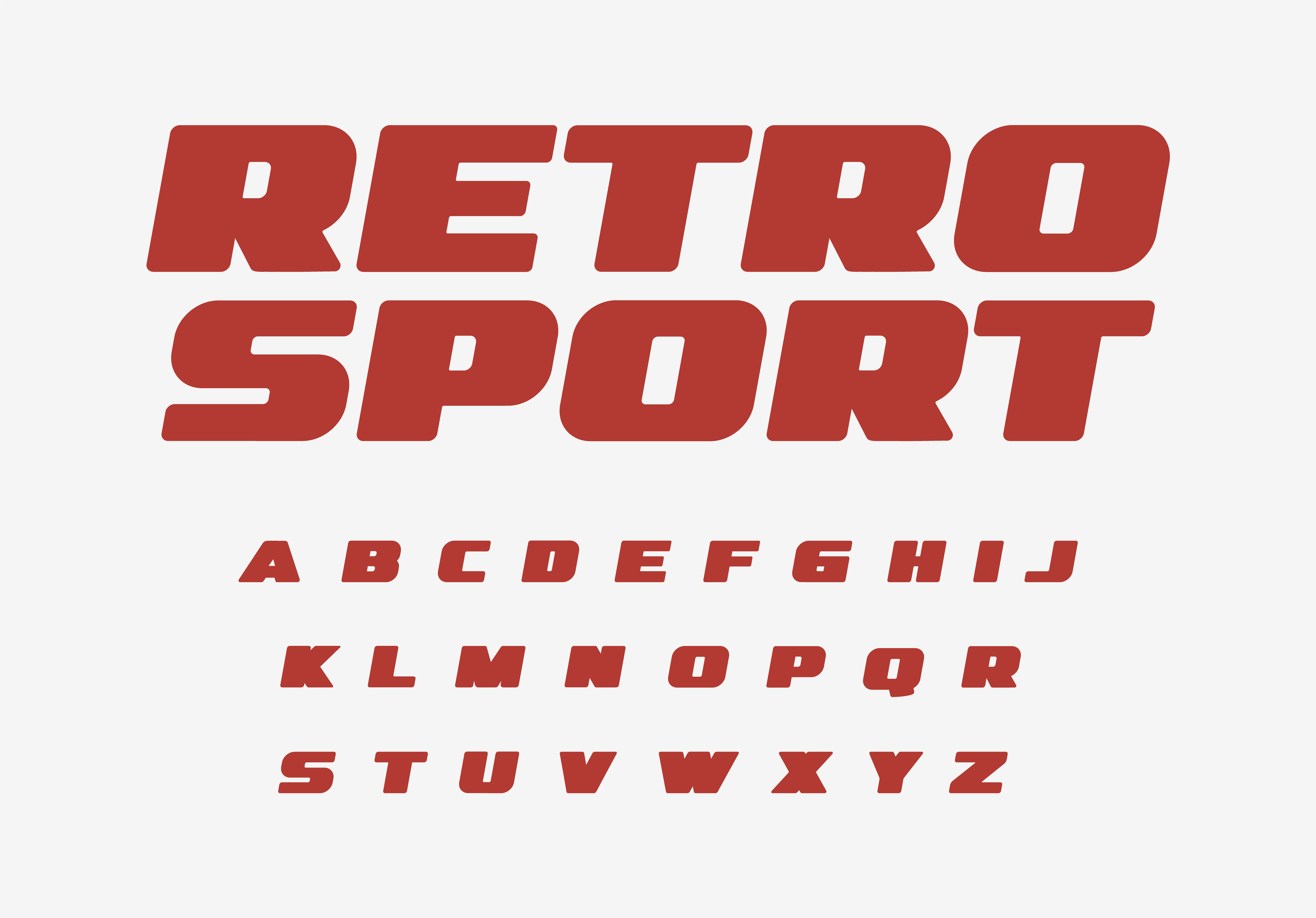 Retro sport font thick alphabet fat letters. Wide bold letter set for