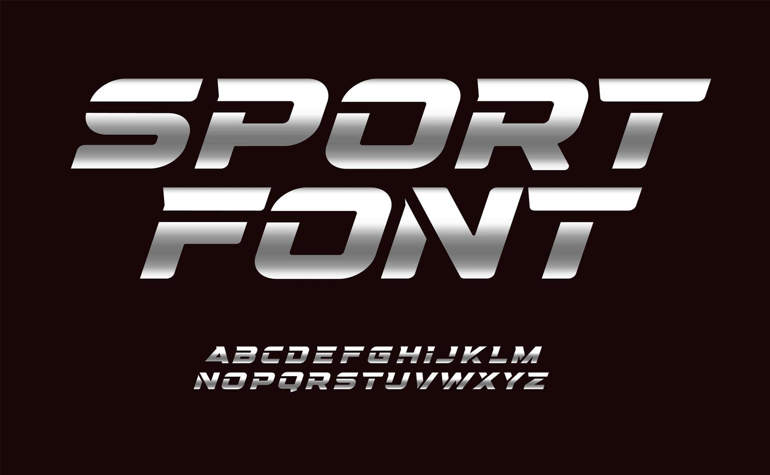 Sport font with chrome texture. Trendy letters design for sport, automotive, car moto speed race and other dynamic scene. Vector bold cursive font.