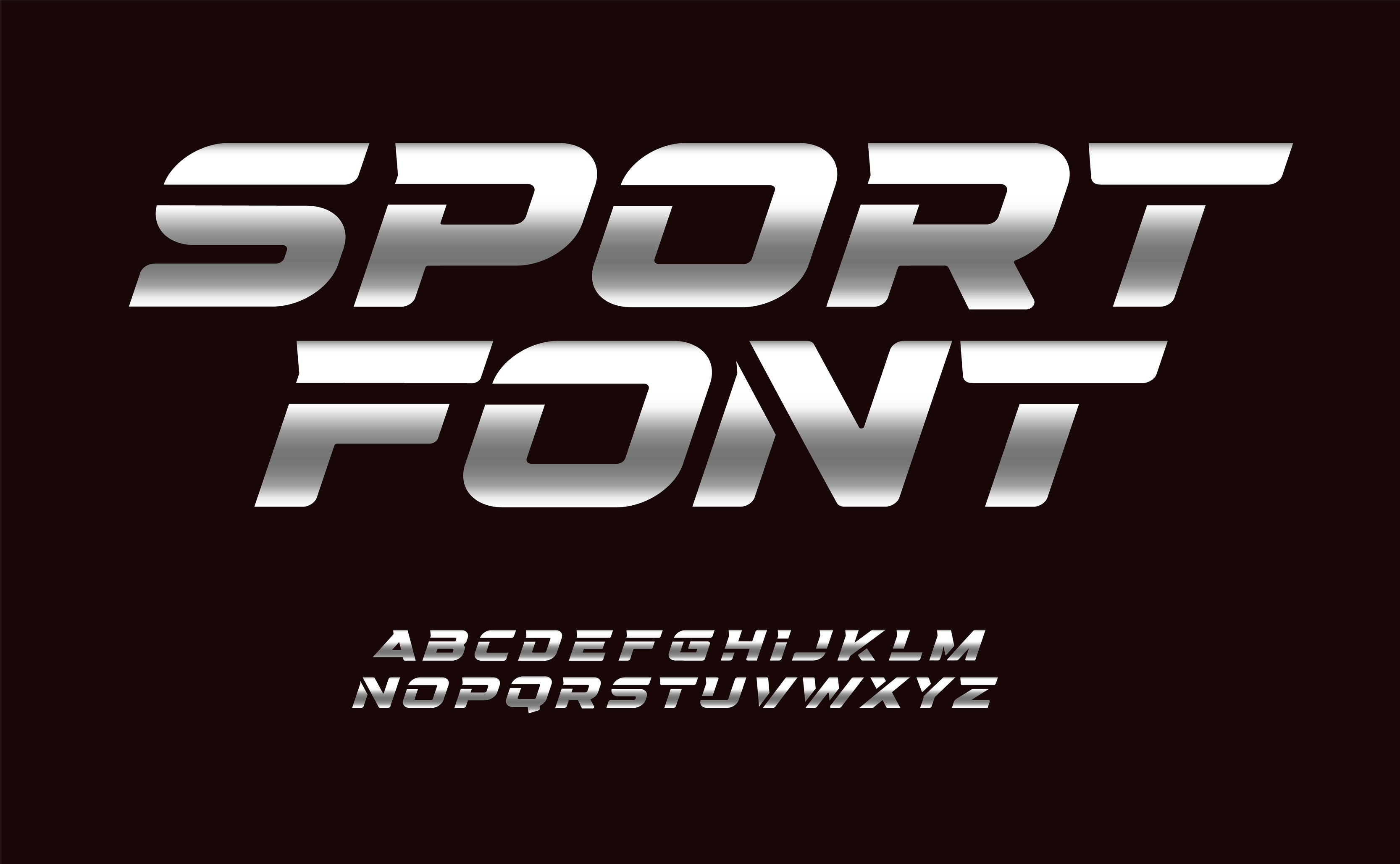 Sport font with chrome texture. Trendy letters design for sport