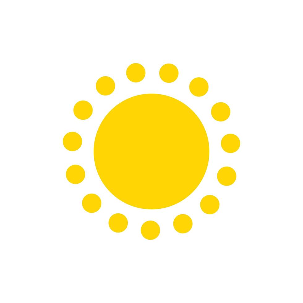 Summer symbol. Sun modern icon. Dots and points sunny circle shape. Isolated vector logo concept on white background