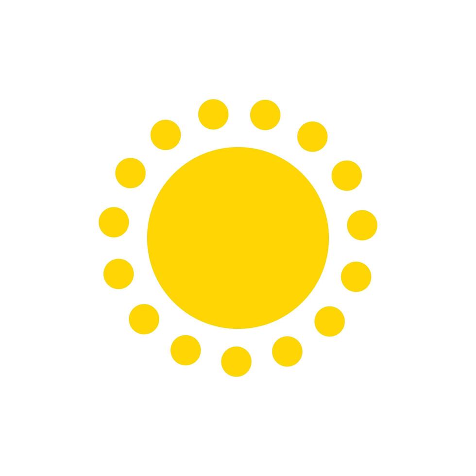 símbolo de verano. sol icono moderno. puntos y puntos en forma de círculo soleado. concepto de logotipo vectorial aislado sobre fondo blanco vector