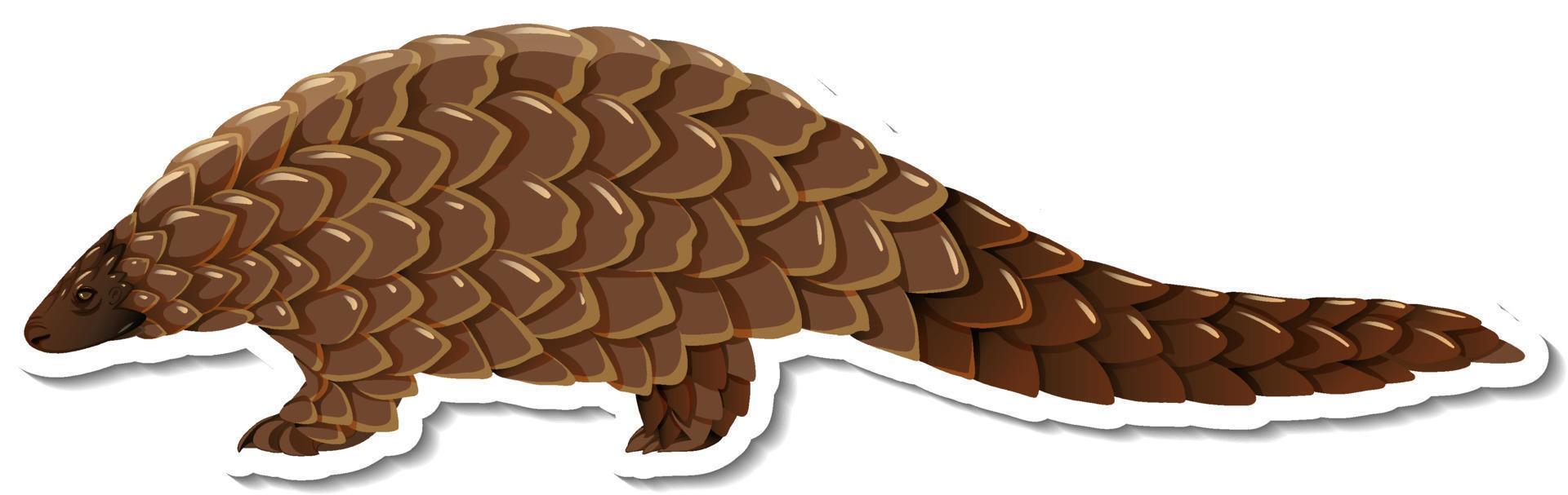 A sticker template of pangolin cartoon character vector