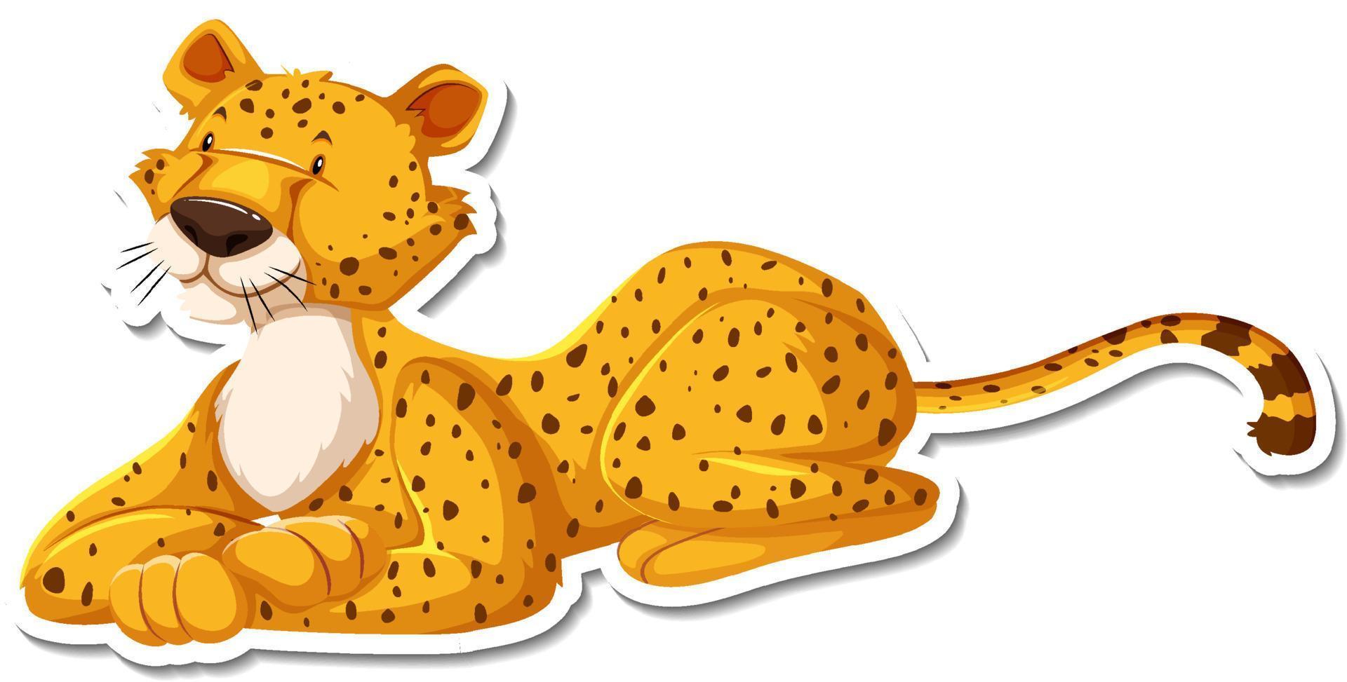 Cheetah lying cartoon character on white background vector