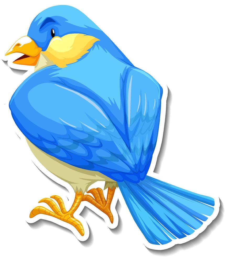 etiqueta engomada linda de la historieta del animal del pájaro azul vector