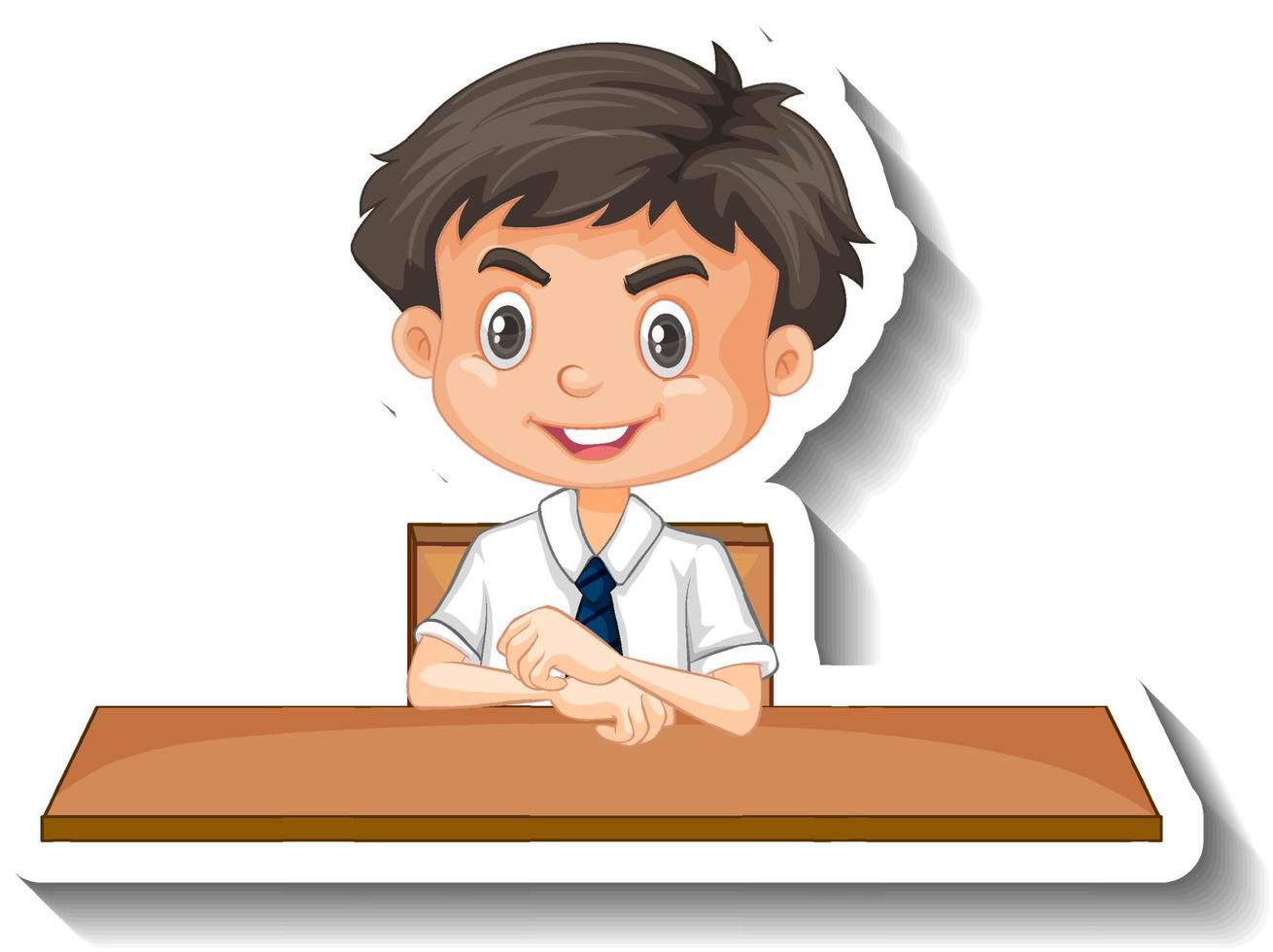 Student boy with school table cartoon vector