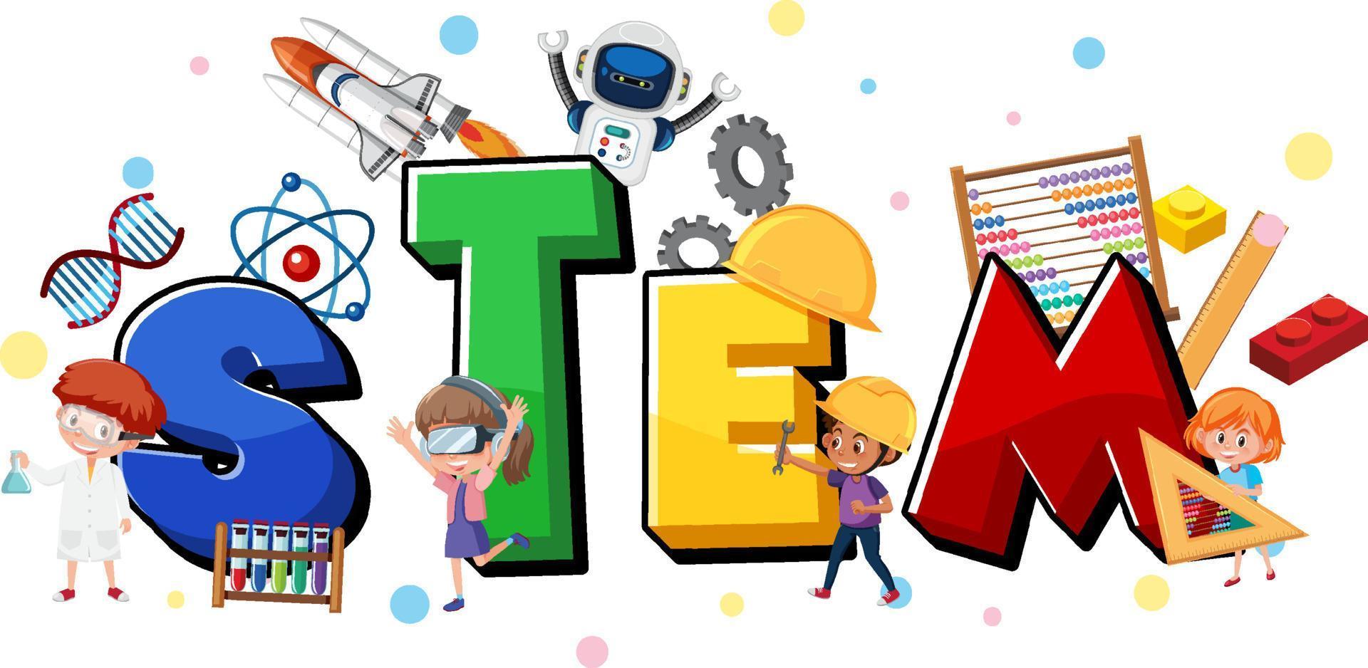 Colourful STEM education text icon vector